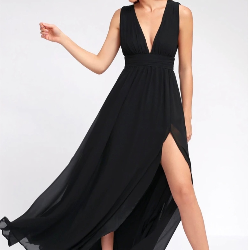 Lulus Heavenly Hues Black Formal Maxi Dress Size XS